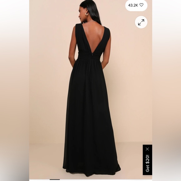 Lulu's Black Plunging V-Neck Maxi Dress with High Slit - Picture 2 of 5